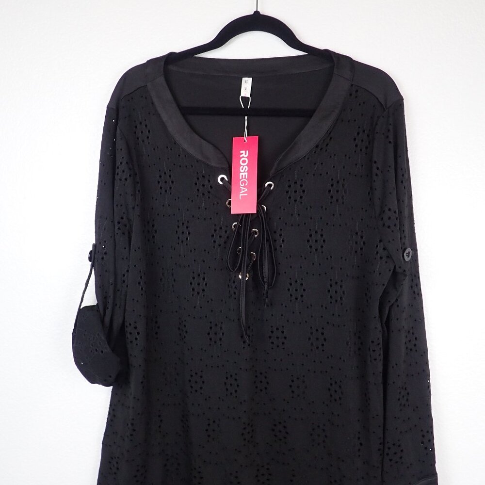 Rosegal Swim Cover Up Women's 3XL Black eyelet Brand New - Picture 6 of 10